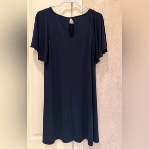 ❤️ CALVIN KLEIN Womens Swing Flowy Navy Blue Short sleeved Dress Size 8